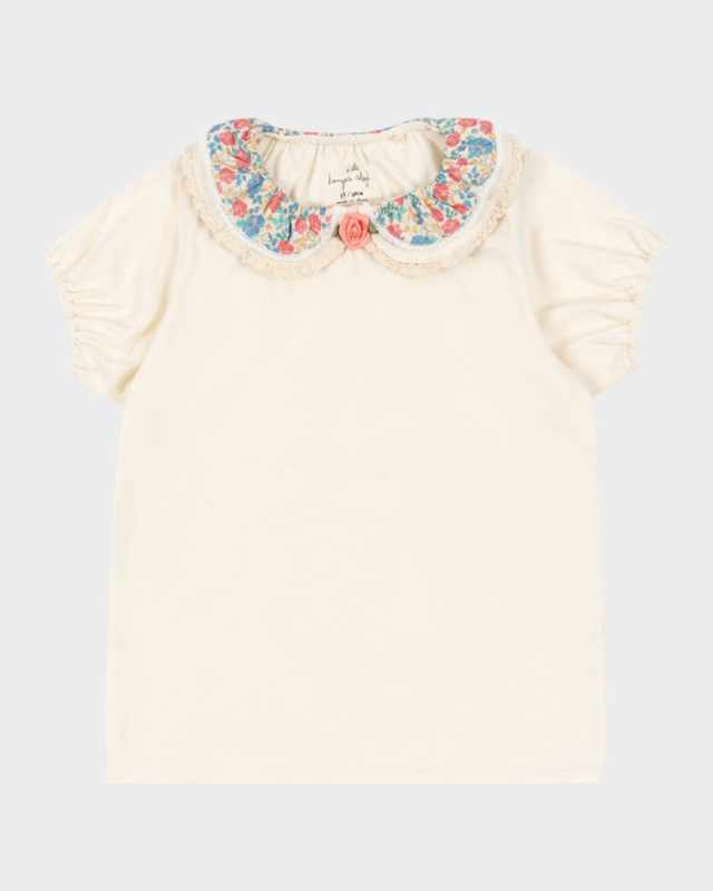 Girl's Pami T-Shirt W/ Floral Collar, Size 18M-10